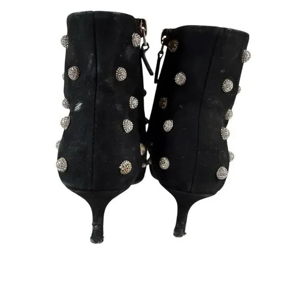 Stuart Weitzman Carine Crystal Black Suede Ankle Boots US 5 - Picture 9 of 11